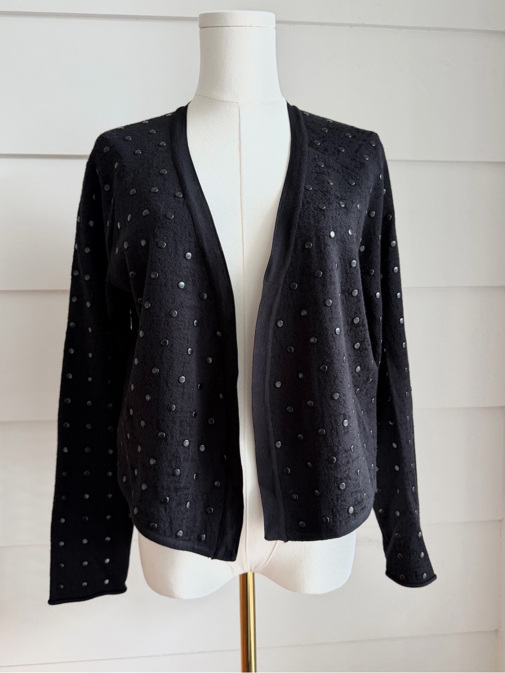 Nic & Zoe Black Studded Open Cardigan size M